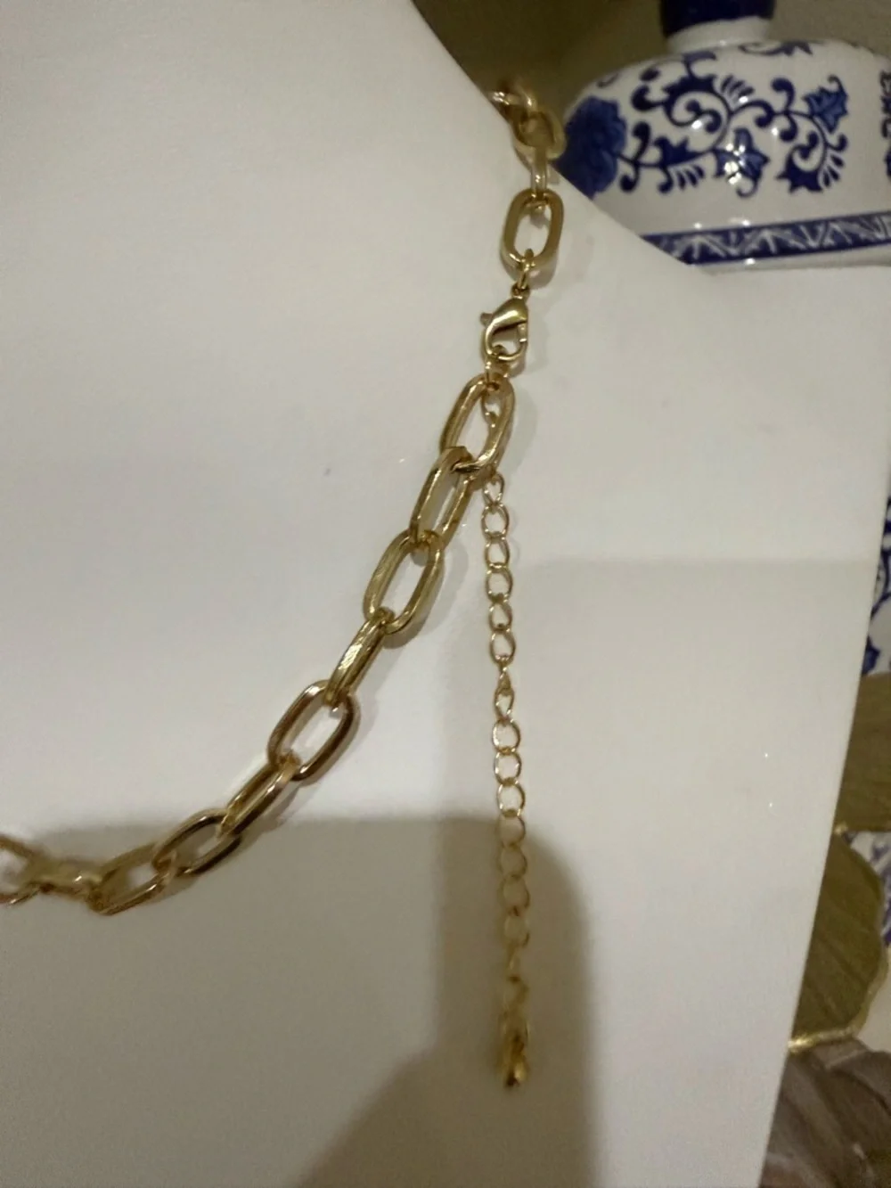 Set of 2 Separate Gold Tone Paperclip Chain Necklaces